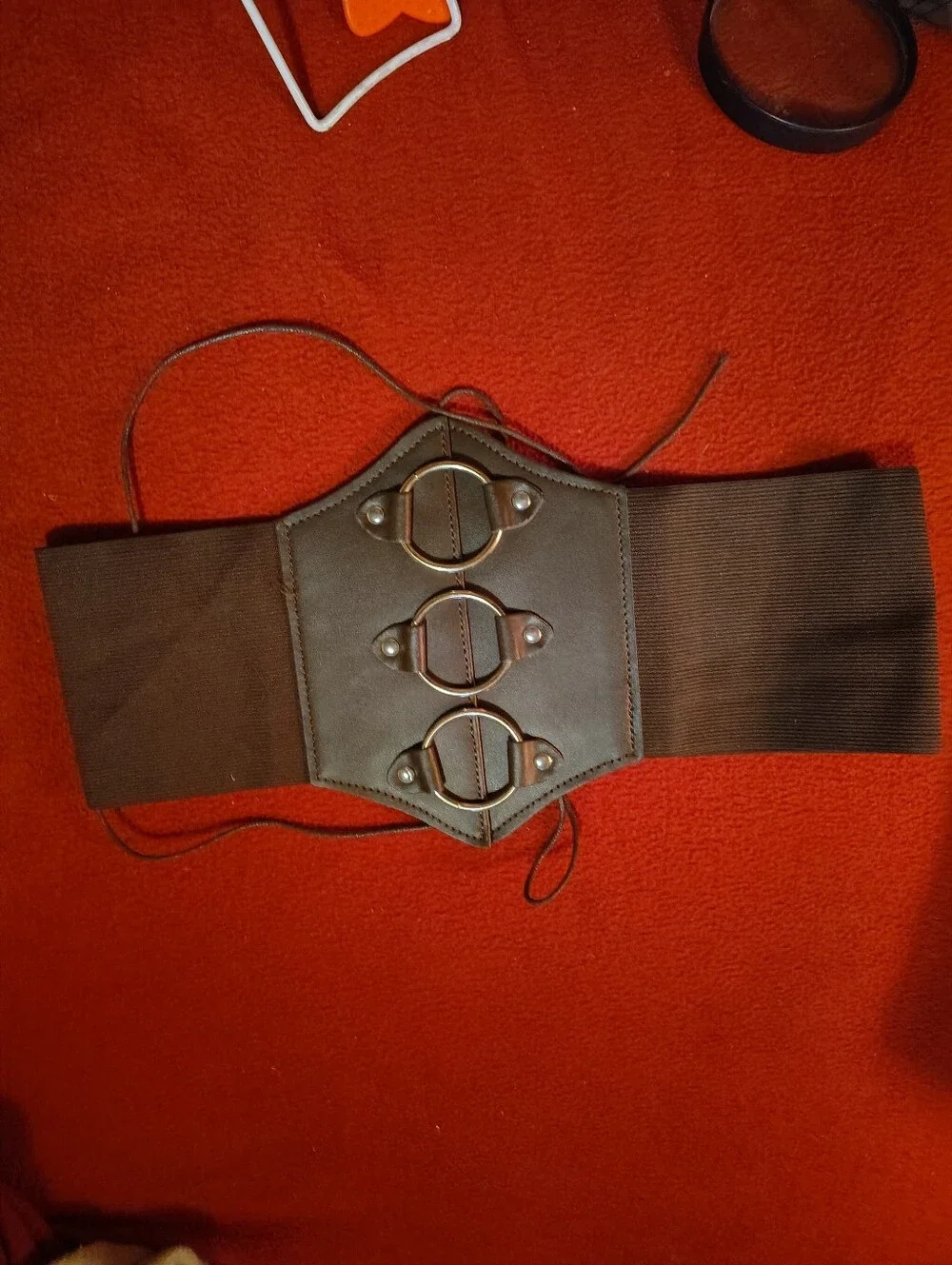 Wide Lace-Up Elastic Waist Belt in Dark Brown